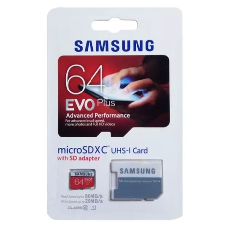 Memory Card-Micro SD Samsung EVO Plus 64GB Class 10 80MB/s With Adapter-Memory Card MicroSDHC Evo Plus 64GB