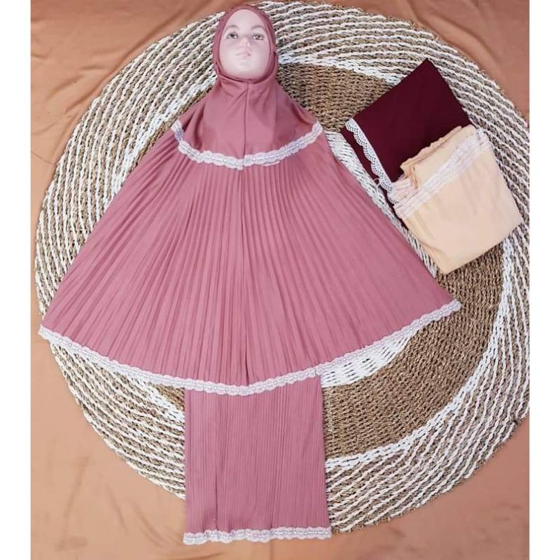 MUKENA PLISKET RENDA ANAK UMUR 7-13 TAHUN