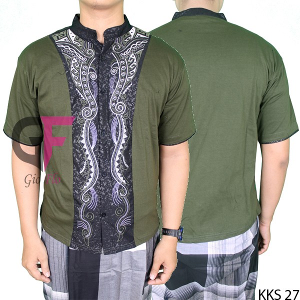 GIOFLO Pakaian Etnik Modern Baju Koko Bordir Pendek Green / KKS 27