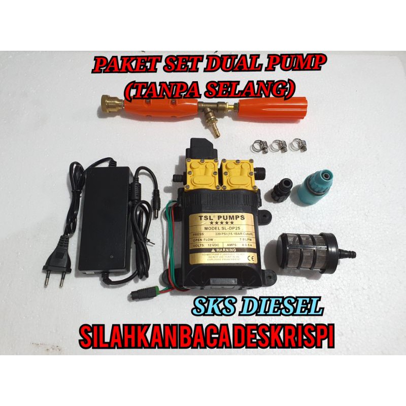 PAKET SET TANPA SELANG Mesin Dual Double Pump Pompa Ganda Steam Cuci Motor Mobil AC Jet Cleaner TSL