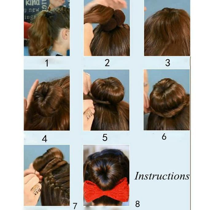 Best Seller Heart Hair Bun Maker Set Alat Cepol Donat Bentuk