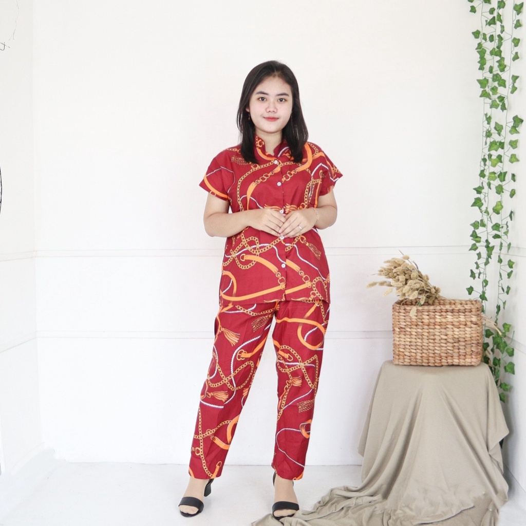 IZANY Piyama Anak Coway / Set Coway Size 14 SATIN APPLE banyak motif-MY SIMPLY MAROON
