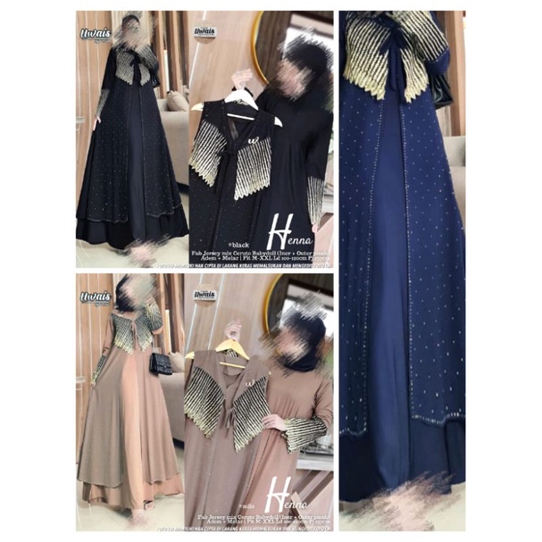 GAMIS MUSLIMAH SET INNER OUTER JERSEY SIZE M - XXL MELAR