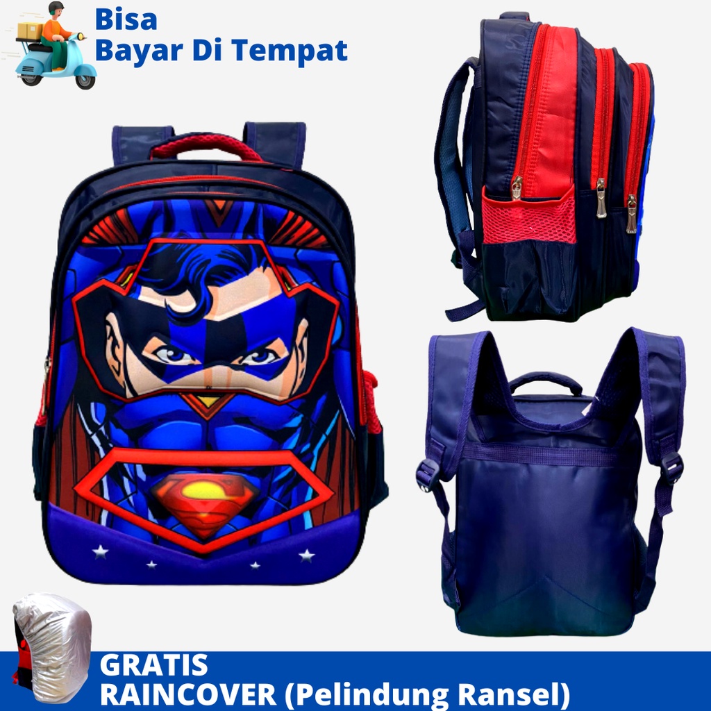 Tas Ransel Anak Karakter Superhero DSTR-1615 Ukuran SD Tas Anak Cowok Tas Anak SD