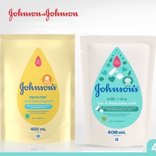 JOHNSONS Milk + Rice Baby Bath Hair &amp; Body 400ml - Sabun Bayi 2in1