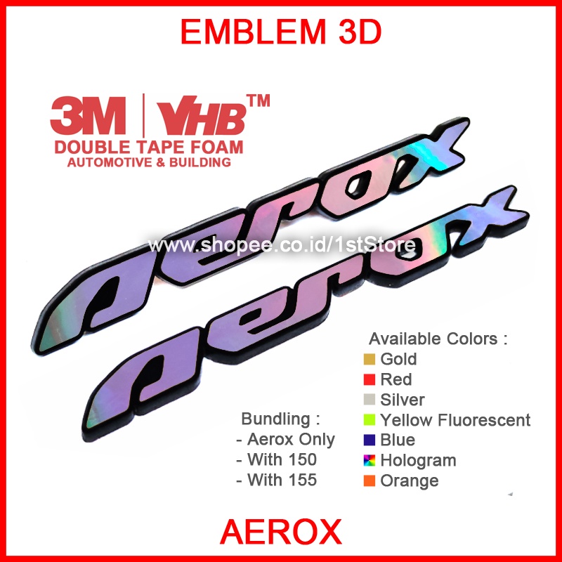 EMBLEM 3D AEROX BADGE LOGO STIKER TIMBUL BODY MOTOR YAMAHA AEROX 155 ALL NEW 2021 2022 OLD 2016 2017