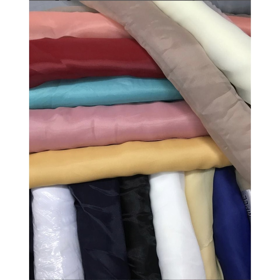 Kain Organza Silk Premium Polos Glowing Bahan Kain Kaca Organdi Meteran