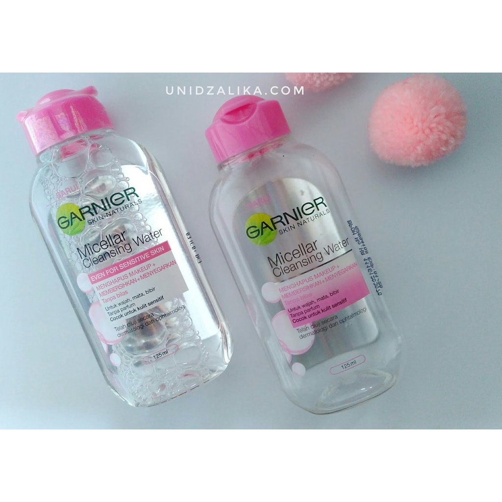 Garnier MICELLAR WATER PINK Untuk Kulit Sensitif - 50ml / 125 / 400 ml (Pembersih Wajah &amp; Makeup) - Ukuran Sedang Kecil Micelar Double Cleansing Untuk Kulit Sensitif