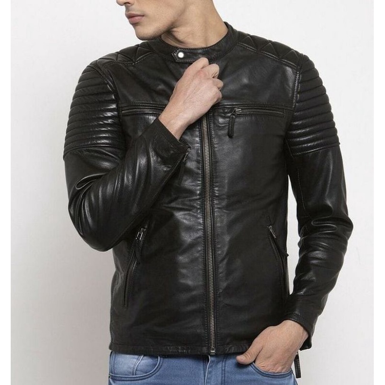 jaket kulit motor pria 100% original dari kulit domba/jaket kulit asli pria model terbaru jaket kuli