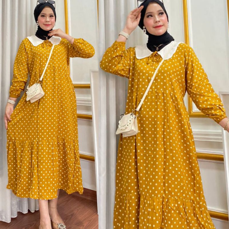 GAMIS MIDI POLKA || NEW LONGDRESS KEKINIAN || DASTER MIDI