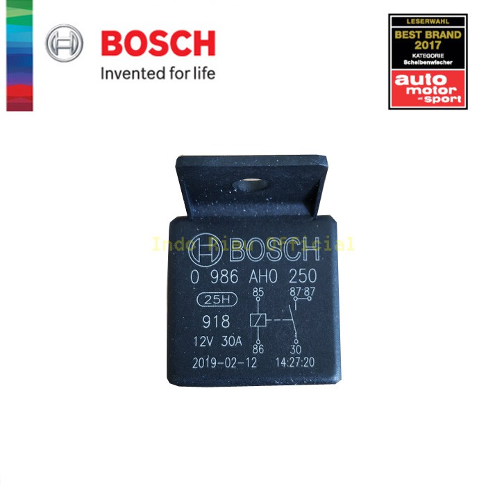 Relay 5 kaki 12V 30A Asli Bosch Relay 5pins 12V 30A 0986AH0250 Murah