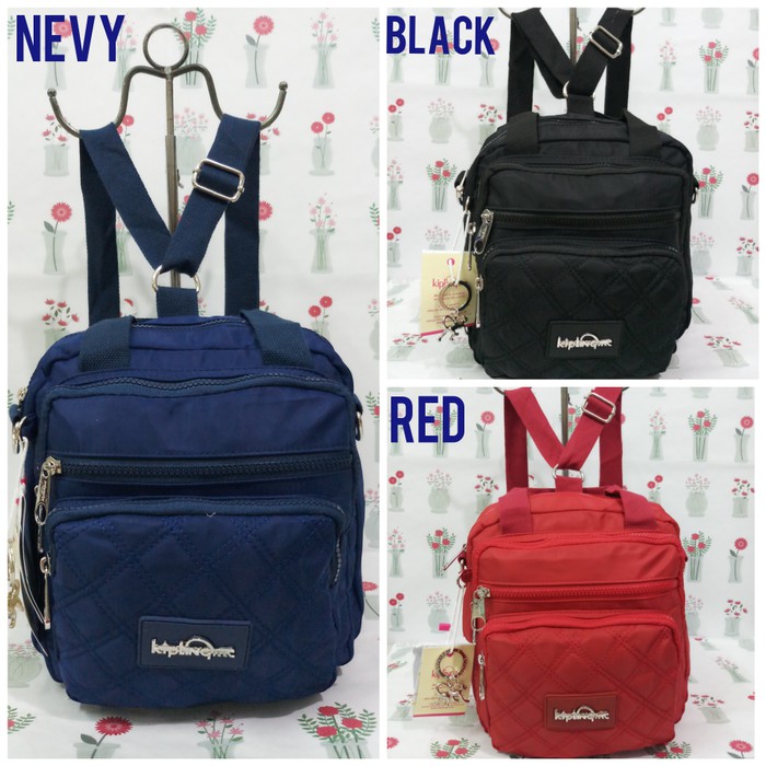 TAS KIPLING BORDIR 3in1 Bisa Selempang/Jinjing/Ransel