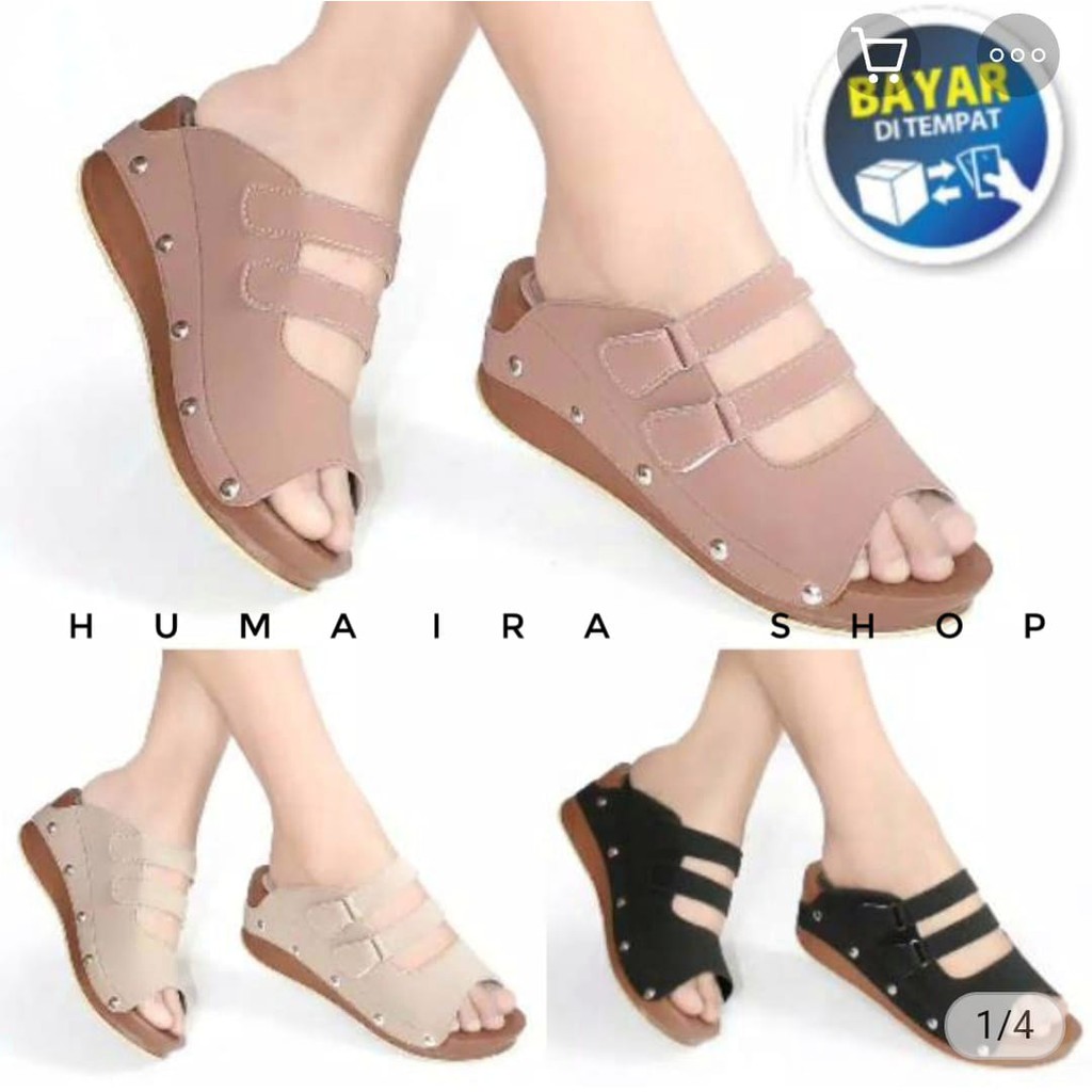 4.4 Ramadhan sale KTB.01 Sandal wanita semi wedges Katerina | sandal cantik, modis, & trendy koleksi