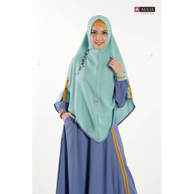 GAMIS AULIA FASHION LAUNA BABYLONE BLUE MINT GAMIS SYARI TERBARU KEKINIAN