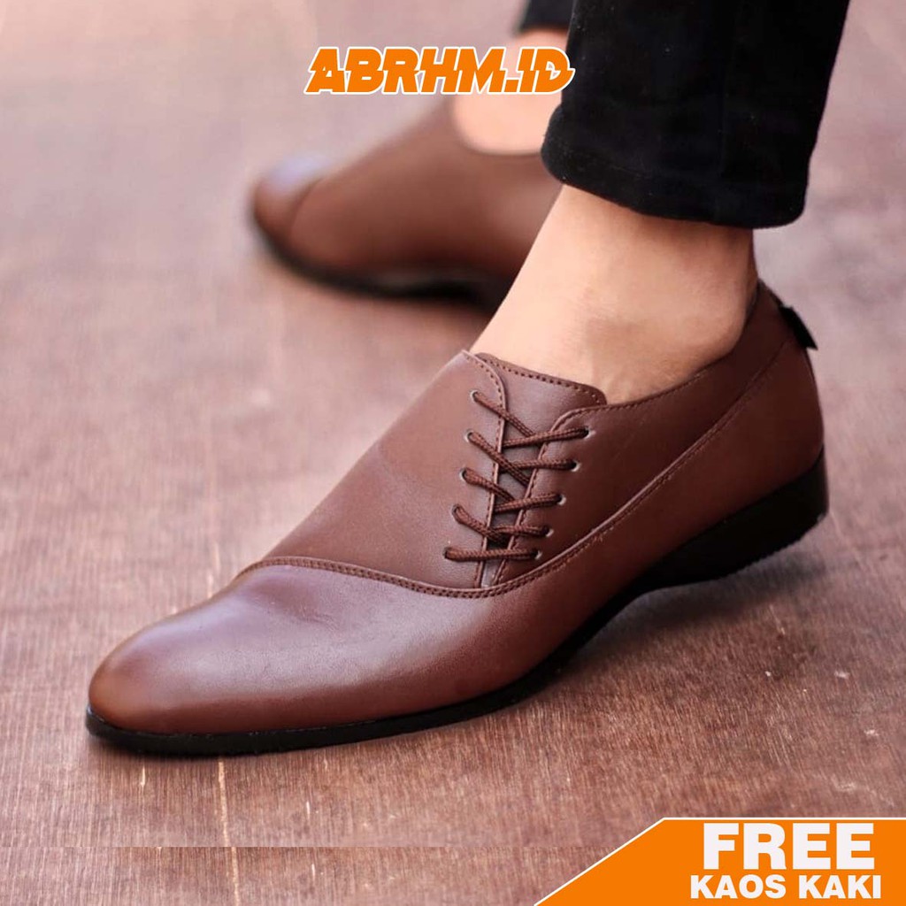 ABRHM-MEGAN Sepatu Formal Pria Sepatu Pantofel Kulit Asli Sepatu Pria Casual Sepatu Kasual Oxford Kerja Kantor Kuliah Kondangan Gaya Keren Kekinian Original Murah Terlaris