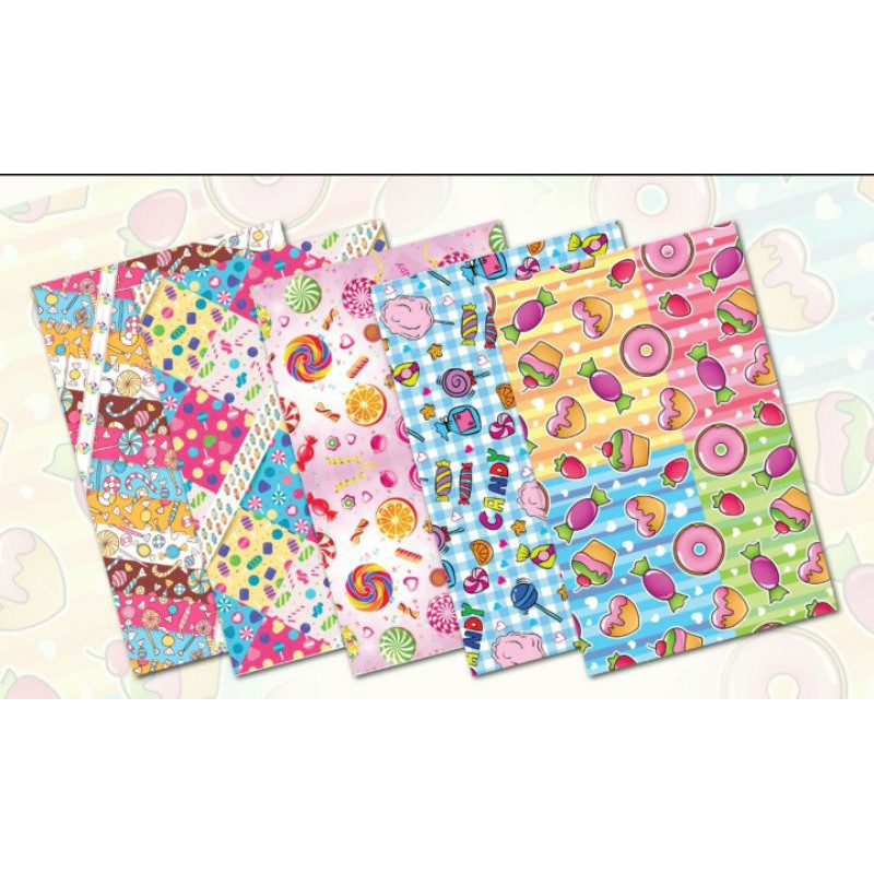 (50lembar) kertas kado/kertas bungkus/kertas kado lucu murah-Permen