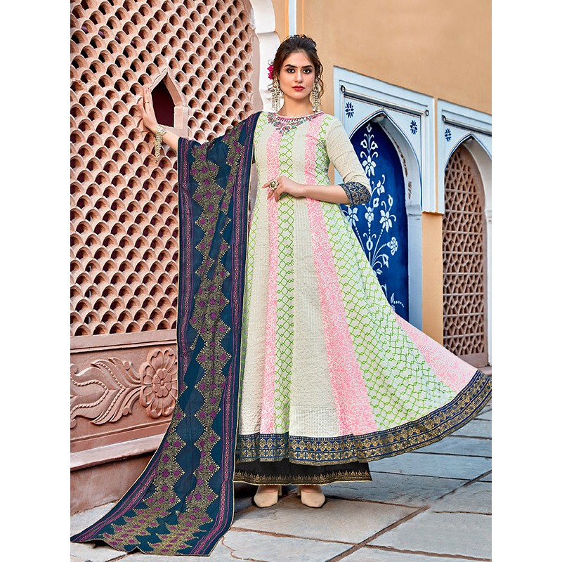 Setelan Anarkali Kurti Size S M Kajal Gulzar Multicolor Kurti + Dupatta / Anarkali India / Salwar Ka