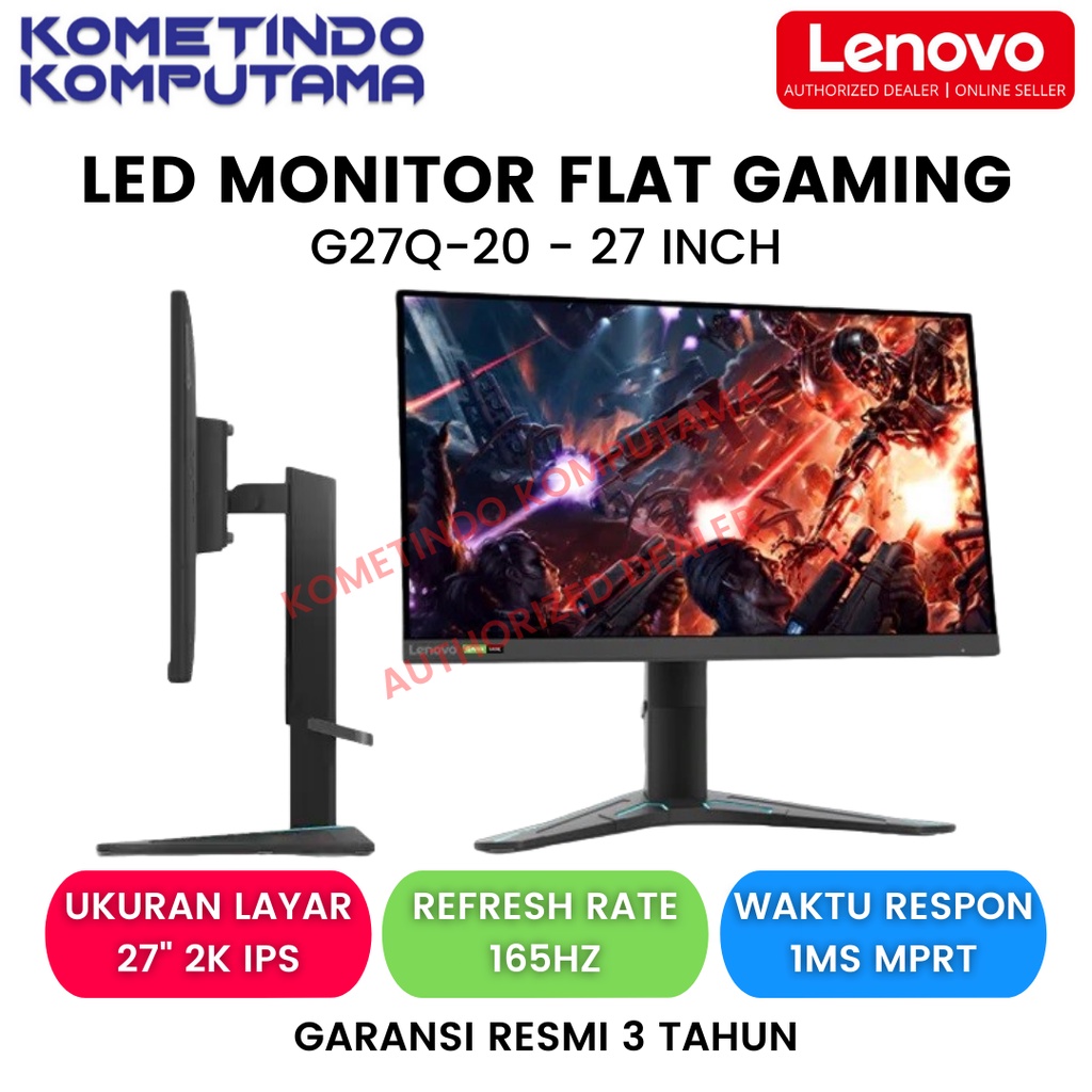 Lenovo G27q-20 27&quot; LED Monitor Gaming QHD 2K HDMI DP 165Hz, 99% sRGB - Garansi Resmi