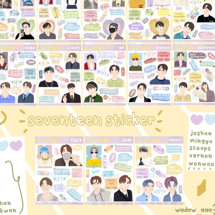 

♥MURAH LEBAY♥ Stiker Seventeen ( SVT ) Fanart Fanmade mingyu wonwoo joshua scoups vernon hoshi woozi dk KPOP murah