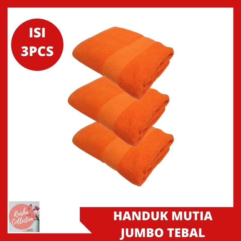 RC HANDUK MANDI MUTIA JUMBO EKONOMIS PAKET ISI 3PCS WARNA OARNGE DAN PINK UKURAN 65X140