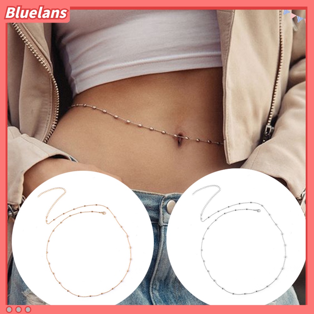 Bluelans Simple Women Bikini Body Chain Harness Slave Beaded Belly Waist Necklace Jewelry