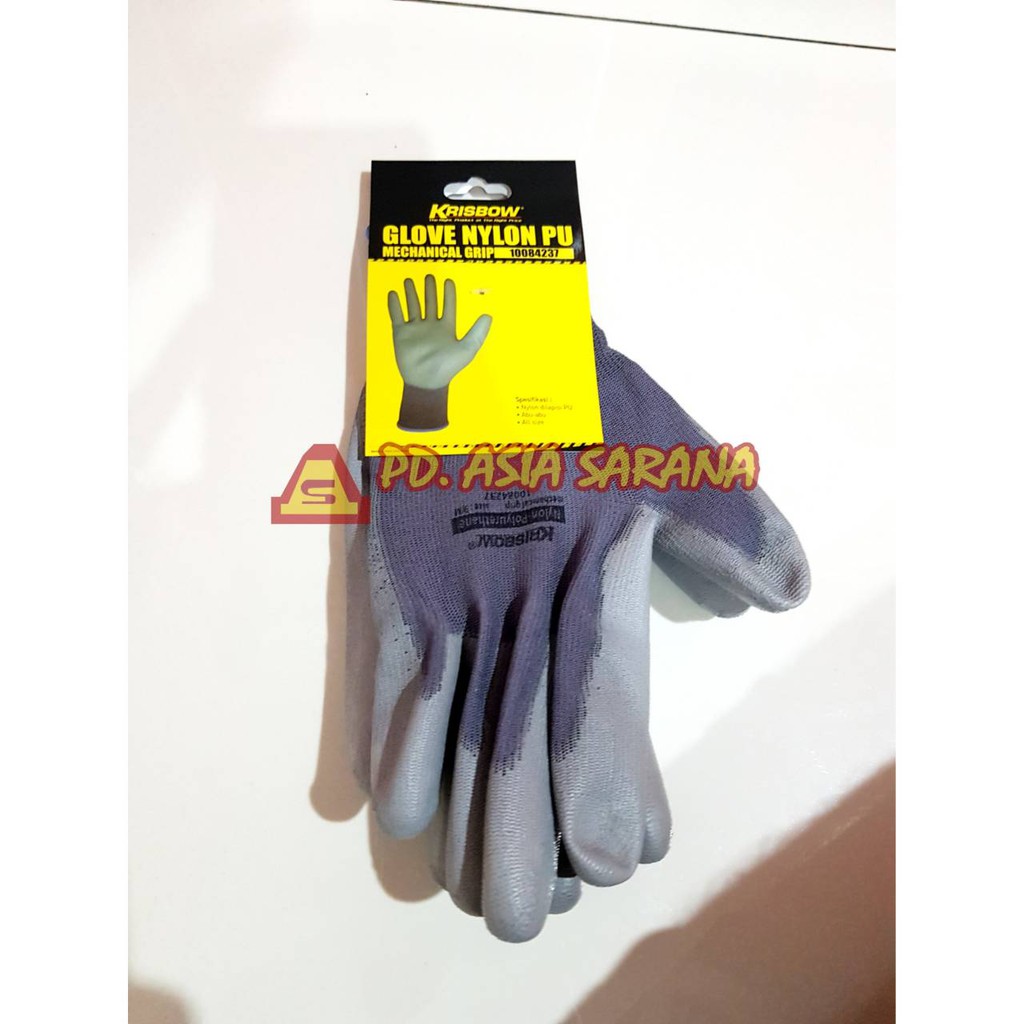 Jual Sarung Tangan Kerja Safety KRISBOW / Gloves Nylon PU Mechanical