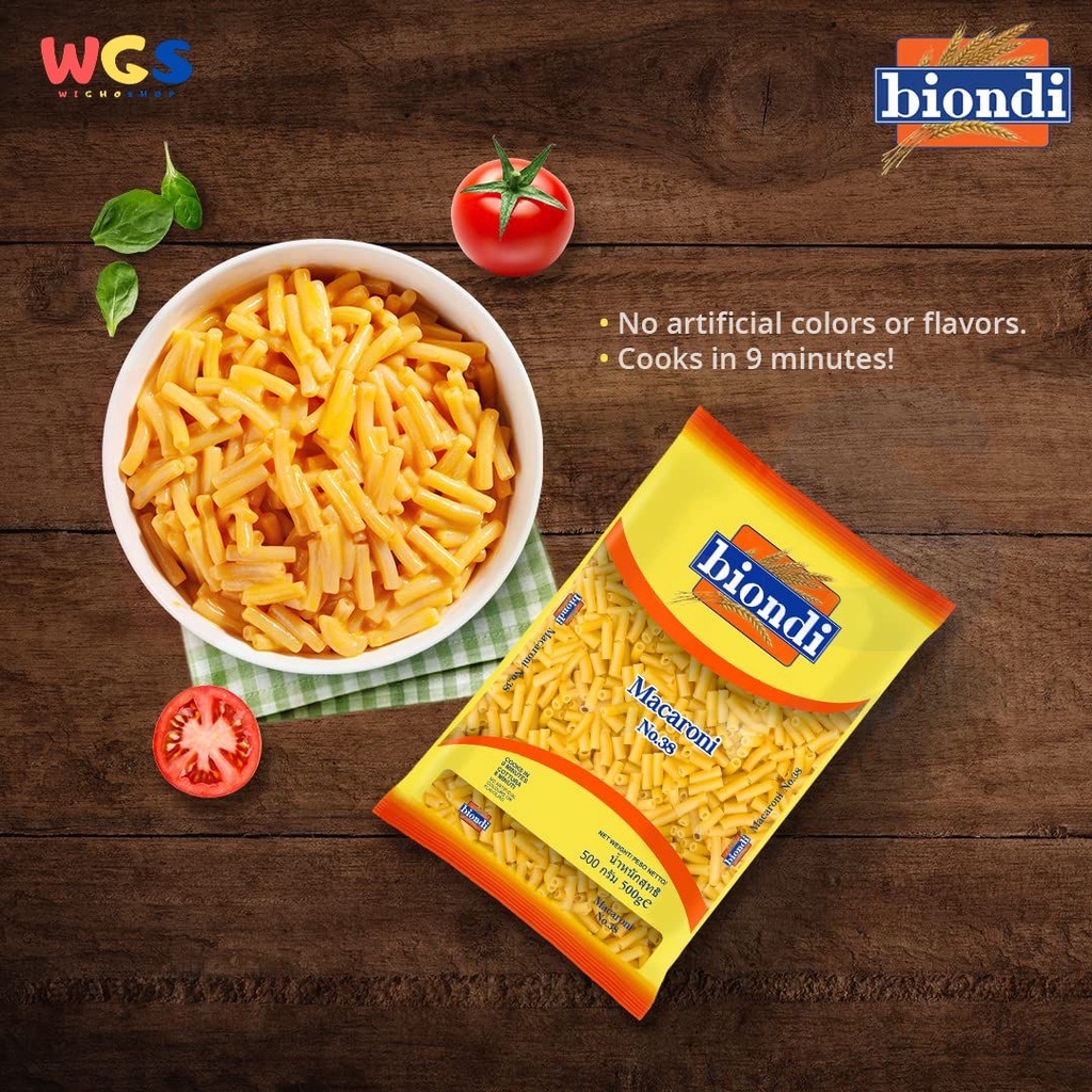 Biondi Pasta Premium Wheat Macaroni No.38 - 500 gr