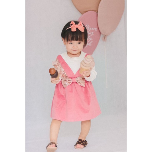 Dress Anak Gaya Korea / Dress Pita Bludru / Dress Pesta Anak