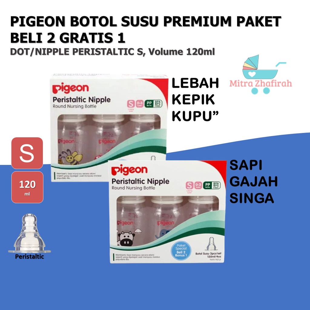 ✅MZ✅ Botol PIGEON PP RP STD MM 120ml Paket BOX isi 3pcs - Botol Susu PIGEON 120ml Dot Peristaltic PAKET isi 3pcs - Botol Susu PIGEON STD MM 120ml dan PAKET isi 3pcs