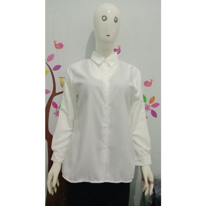 Kemeja Wanita Casual/Kemeja Basic/Kemeja Polos/Kemeja Jumbo-White