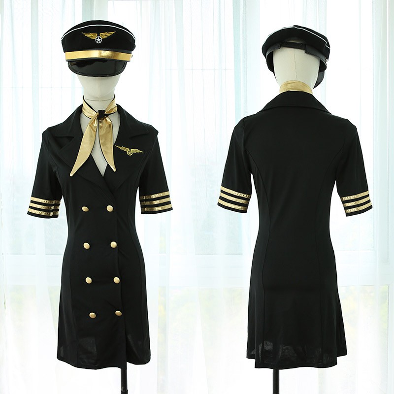 【Wetrose】High-end Sexy Women's Passion Stewardess Uniform Captain Aviation Cosplay Sexy Lingerie Set