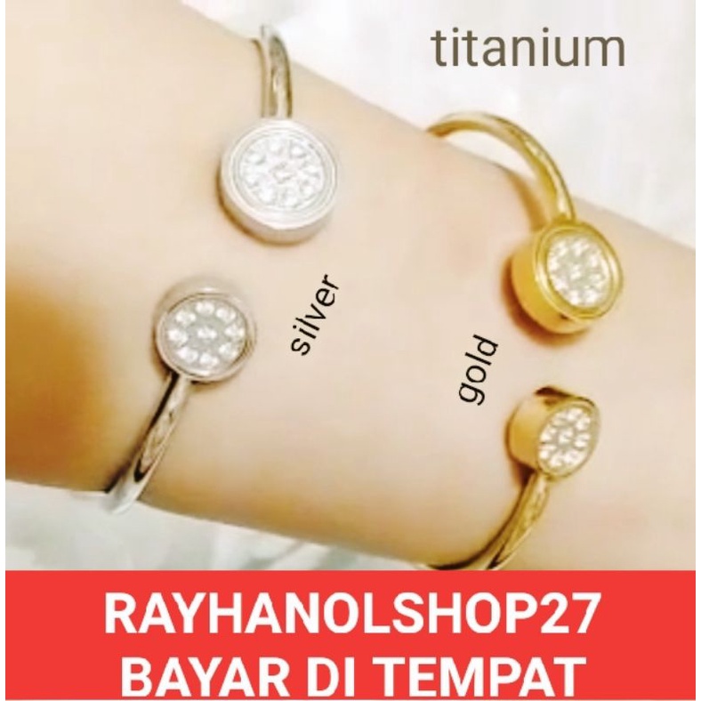 TERBARU RO-27 PERHIASAN WANITA DEWASA DAN REMAJA, GELANG TANGAN TITANIUM KESEHATAN, ANTI PUDAR ANTI KARAT, NYAMAN DI PAKAI SETIAP SAAT, TERSEDIA PILIHAN WARNA GOLD DAN SILVER