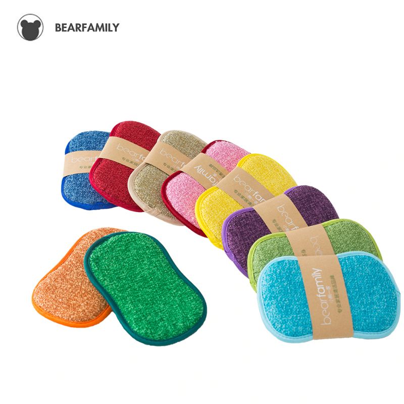 Kain Lap Dapur Microfiber Cleaning Magic Sponge Scrub / Spons Cuci Piring 2 Sisi Serbaguna