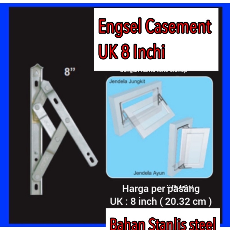 Engsel Casement Ukuran 20 inc 24 inc 12 Inch/ 30 cm ss ENGSEL CASEMENT 8 INC 10 INC 12 INC/ WINDOW CASEMENT JENDELA 8 INCH 10 INCH 12 INCH Engsel Casement 8 Inchi engsel casement ukuran 8 inc engsel jungkit engsel jendela alumunium window Casement 12 inc