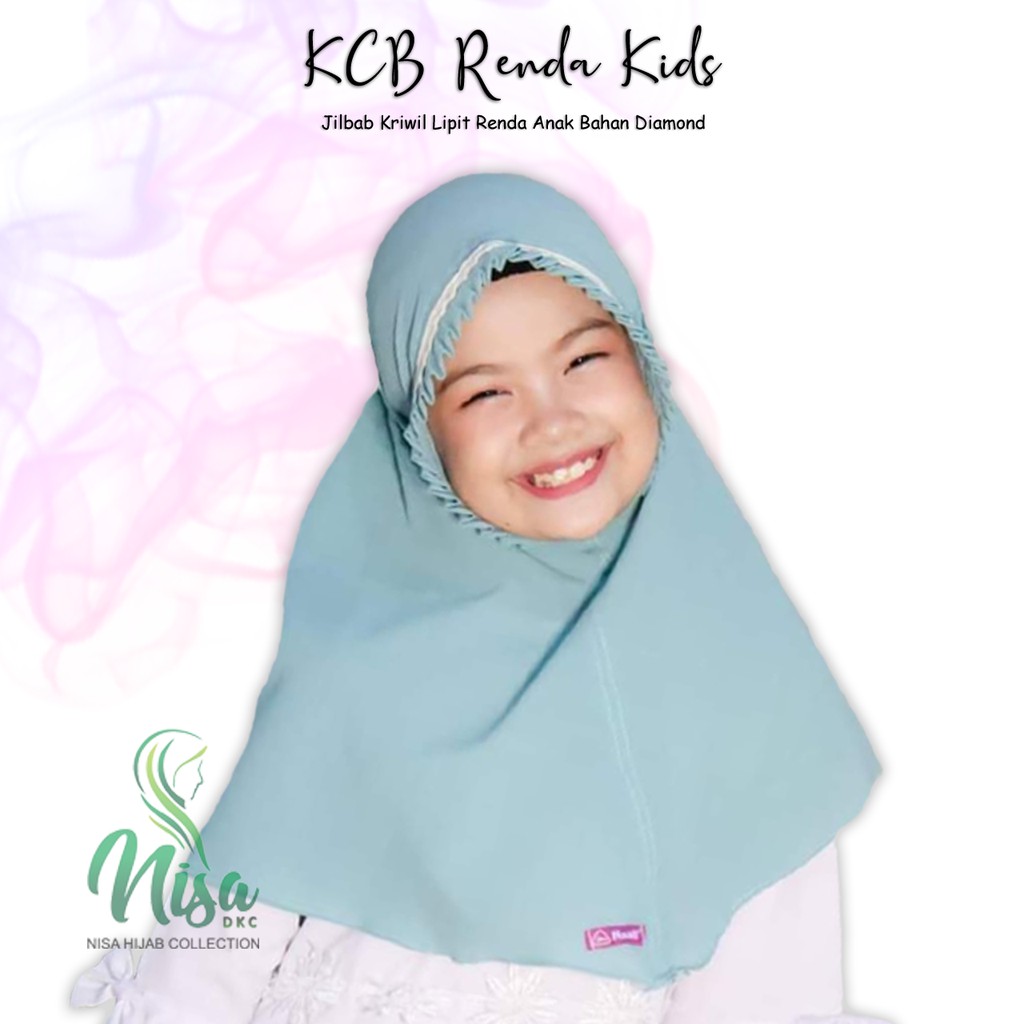 Jilbab Anak KCB Instan Kriwil Lipit Renda Hijab Kids Bergo Tali Diamond