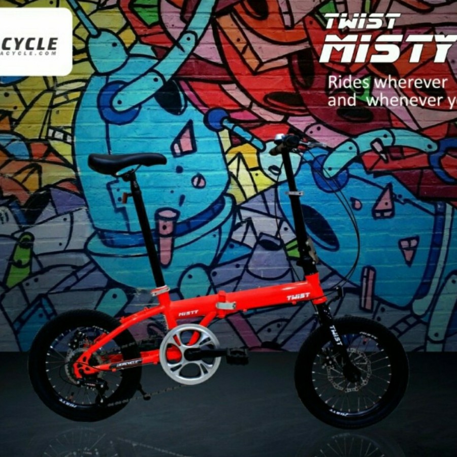Sepeda Lipat 16 Inch VIVA CYCLE TWIST MISTY 7 Speed Frame Steel Garansi Kredit Cicilan COD SNI-Merah