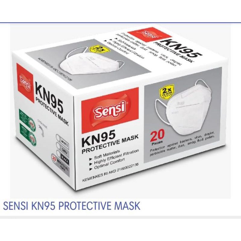 Sensi KN95 Protective Mask Sensi Masker KN95 isi 20 asli original dari distributor resmi