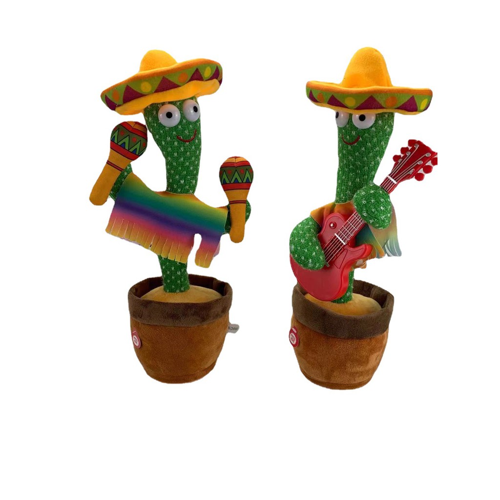 HZ Mainan Boneka Kaktus LED Menari Music Dan Rekam Suara/Dancing Cactus Toy Dancing Cactus