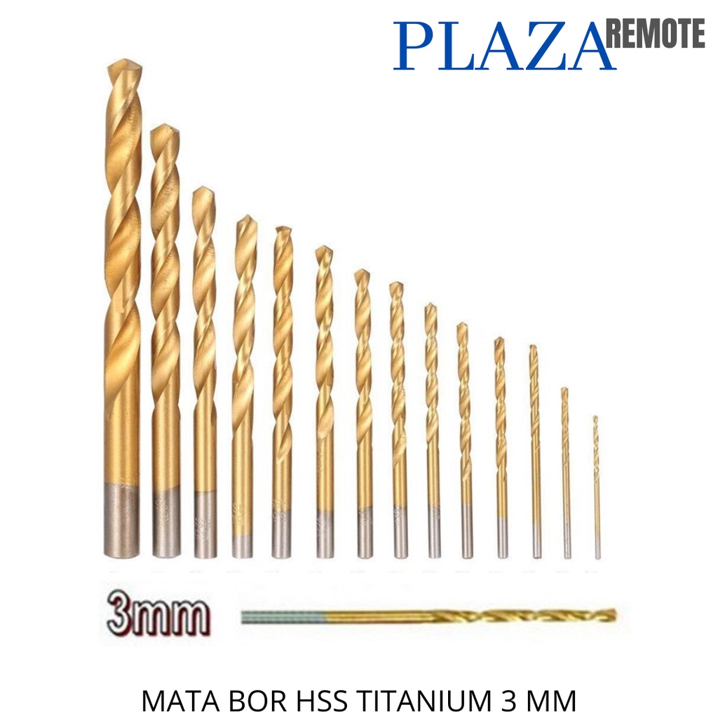 MATA BOR HSS TITANIUM COATED KAYU LOGAM BESI ALUMUNIUM 3 MM