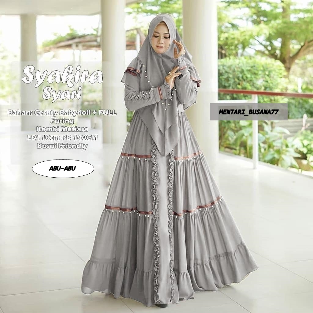 NEW PRODUK !! SYAKIRA Gamis SYARI Set Khimar / Dress Wanita Mewah Elegan / Gamis Syari Free Hijab / Gamis Hijab Busui / Dress Wanita Kondangan / Gamis Syari Free Hijab