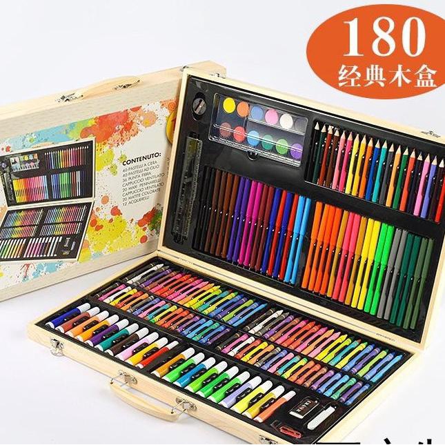 

Crayon Set 180 PCS Kotak Kayu /Pensil Warna Koper KAYU Set Cat Minyak