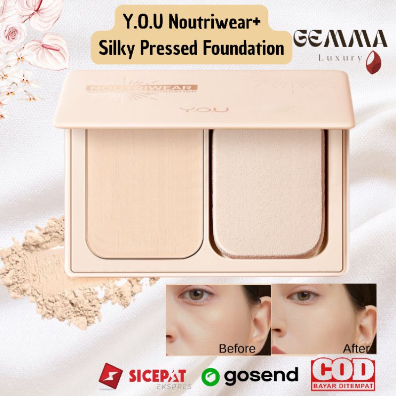 (GOSEND/COD) YOU NOUTRIWEAR SILKY PRESSED FOUNDATION POWDER BEDAK FULL COVERAGE OIL CONTROL WATERPROOF