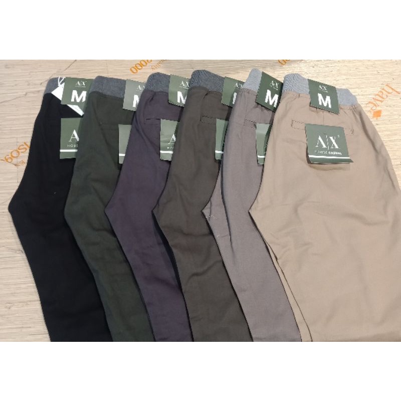 Celana Panjang Chinos Pria Slim Fit Original AX House / Pinggang Karet / Ramayana Jatinegara