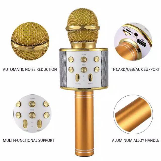 Mic Bluetooth Ws858 Premium Wster Smule Wireless Karaoke Microphone Ws-858 Best QualityK