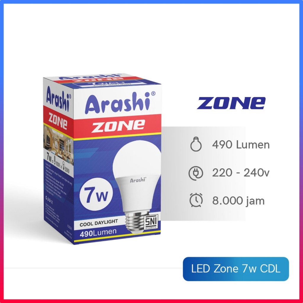 Arashi Zone Lampu Bohlam LED Bulb 7 Watt - Cahaya Putih