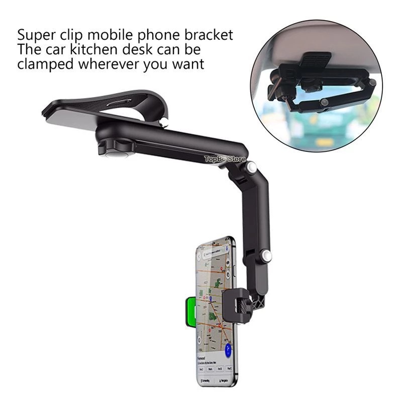 Bracket Holder Handphonegps Multifungsi Dapat Berputar 1080 Derajat Untuk Sun Visor Mobil