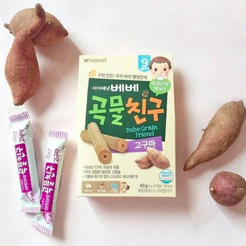 Ivenet Grain Friend Finger Food Snack 8pcs x 5gr Biskuit Roll Snack Sehat Bayi Original Korea