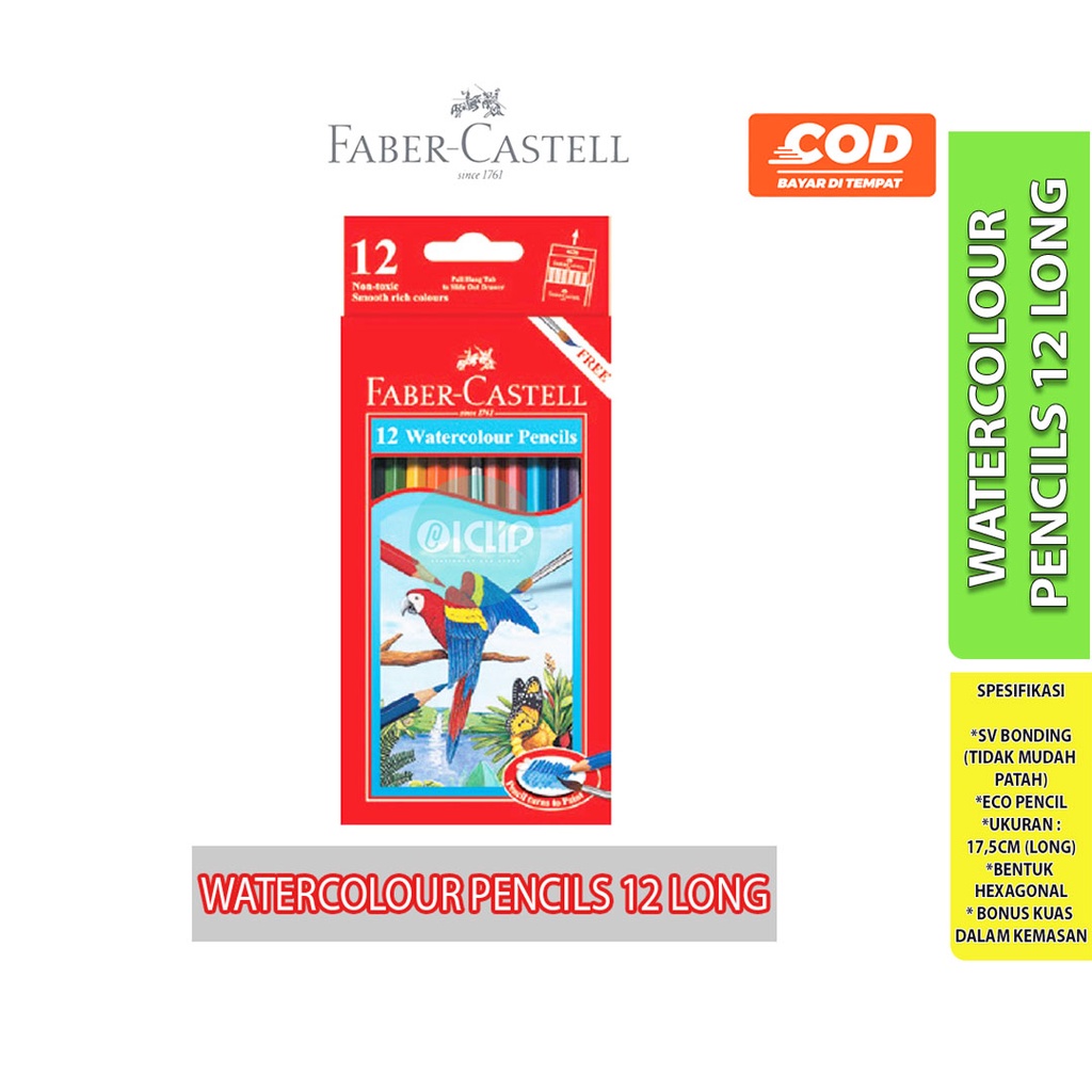 

PENSIL WARNA AIR Faber-Castell WATERCOLOUR Pencils 12 Warna Panjang
