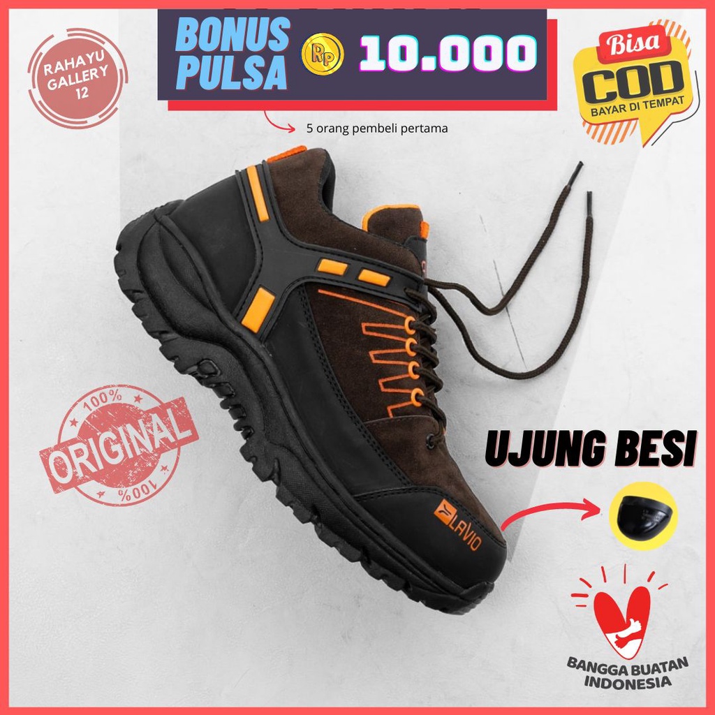 Sepatu Safety Pria Ujung Besi Original Lavio Leacher Sefty Kerja Septi Proyek