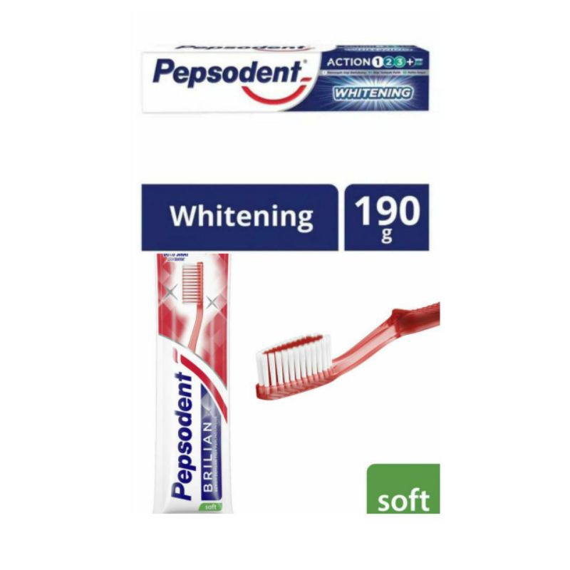 PEPSODENT ACTION WHITENING 190GR + SIKAT GIGI PEPSODENT